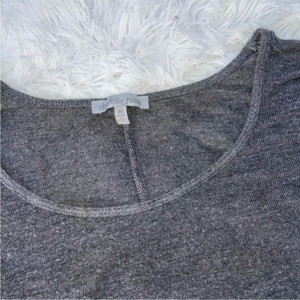 Charlotte Russe top gray size medium 3/4” Sleeve blouse drape dolman boat neck - Picture 6 of 11